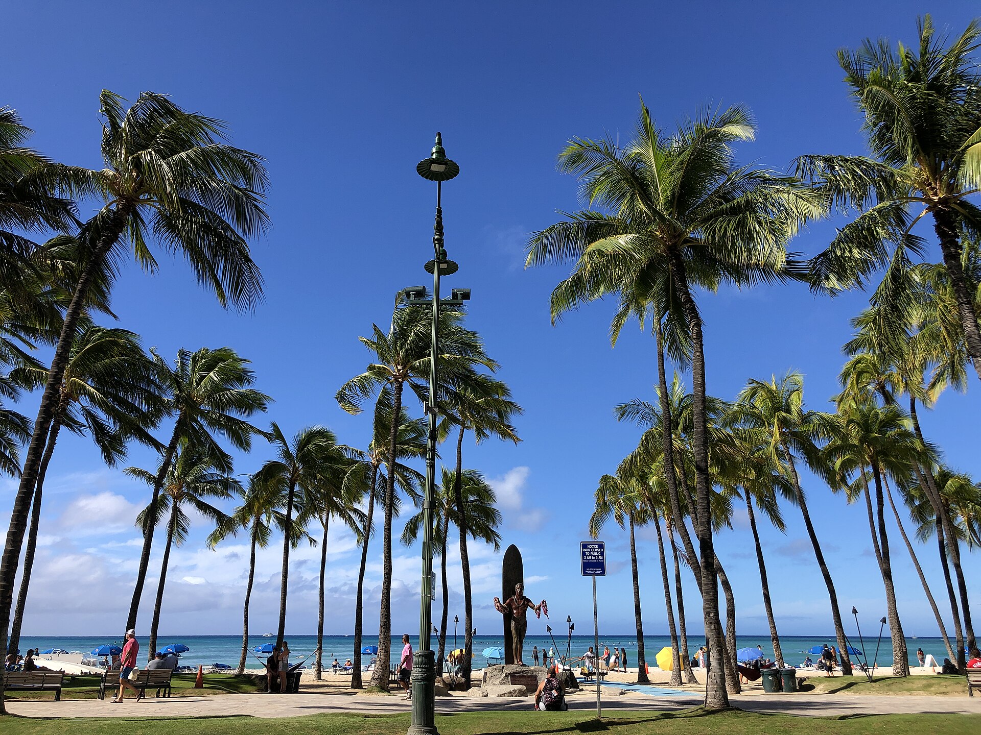 Duke Kahanamoku Statue, Oahu — nine-foot bronze figure with outstretched arms on Kūhiō Beach Waikīkī