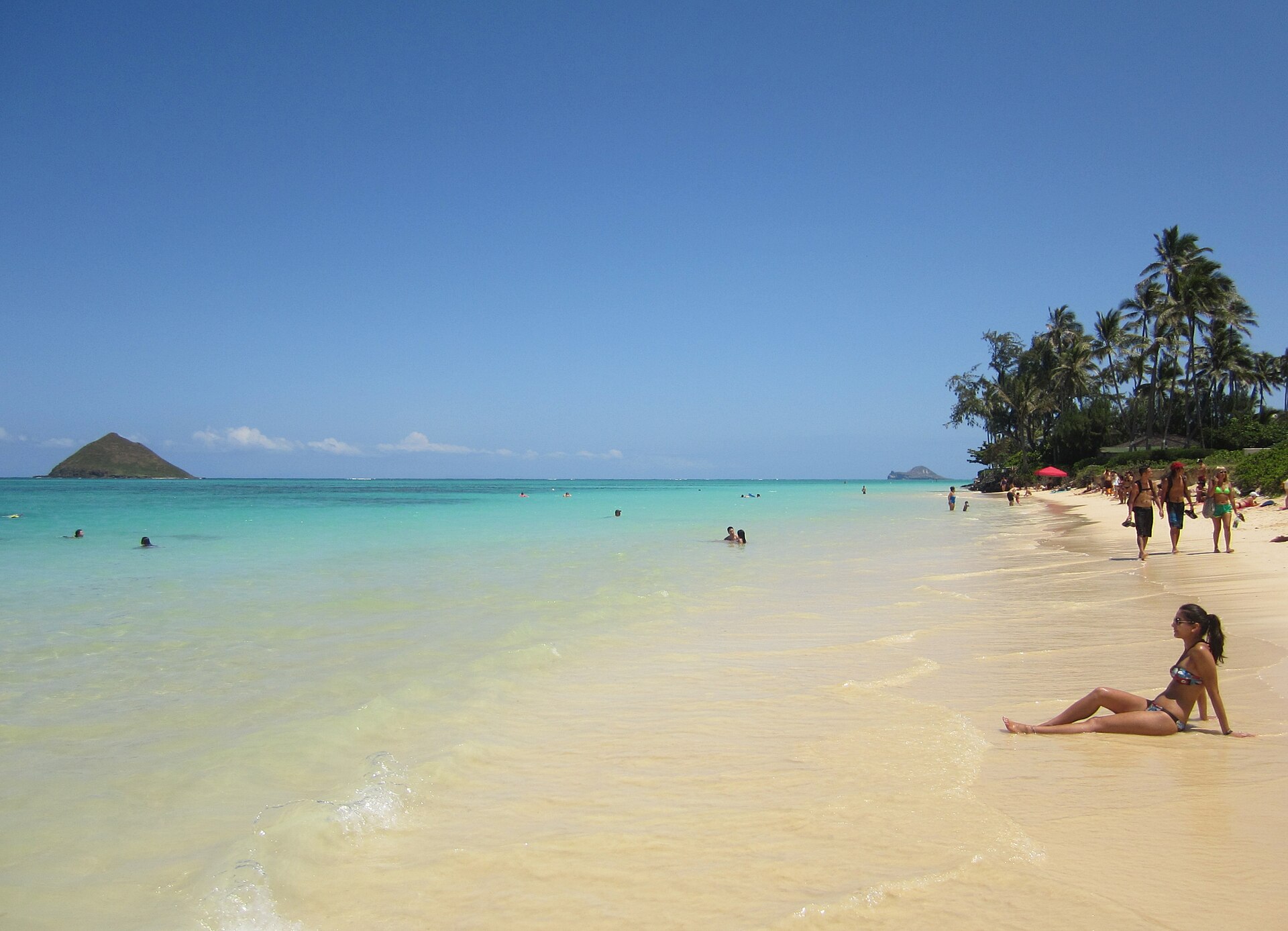 Lanikai Beach, Oahu — powder white sand and turquoise water with Mokulua Islands