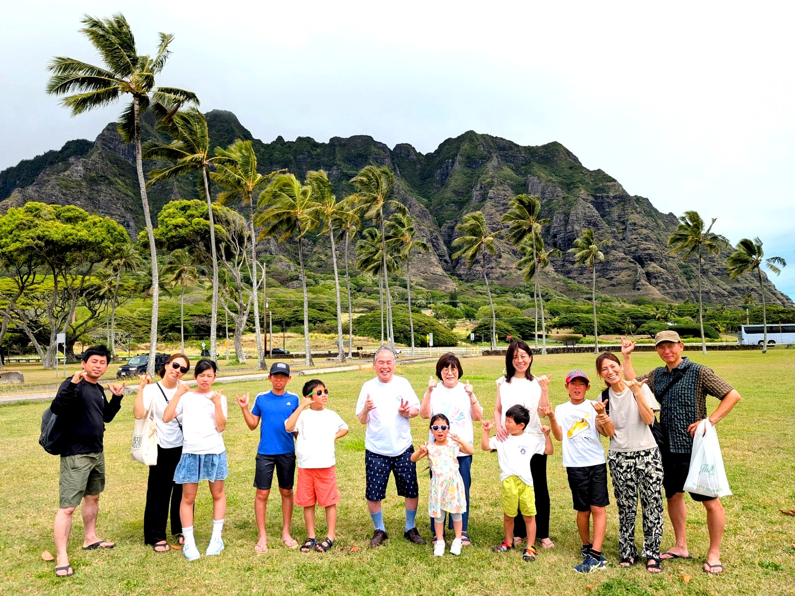 Kualoa Ranch valley with Ko'olau mountain cliffs and Chinaman's Hat, Windward Oahu